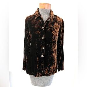 Vintage Baxis & Baxis Crushed Velvet Button-Up Top-S
